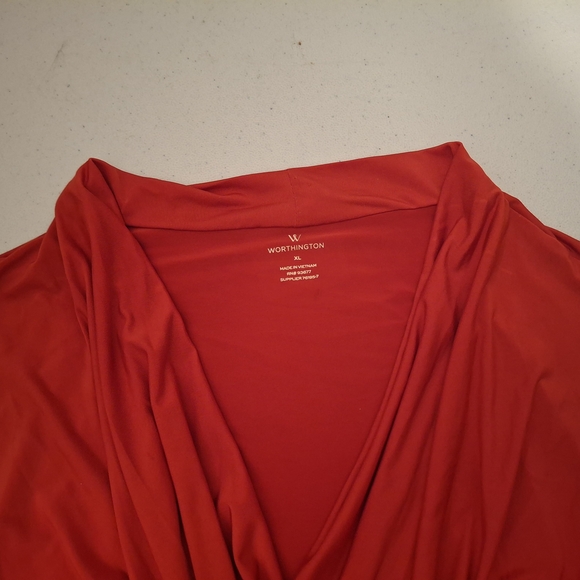 Worthington XL Vibrant Red Dressy Sleeveless Blouse - Picture 2 of 3